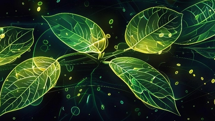 image of leaves against a black background