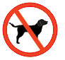 No Dogs Icon Siloutte image of a dog crossed out - no dogs.